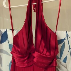 BCBGMaxAzria Red Chemise with Plunging V-Neckline